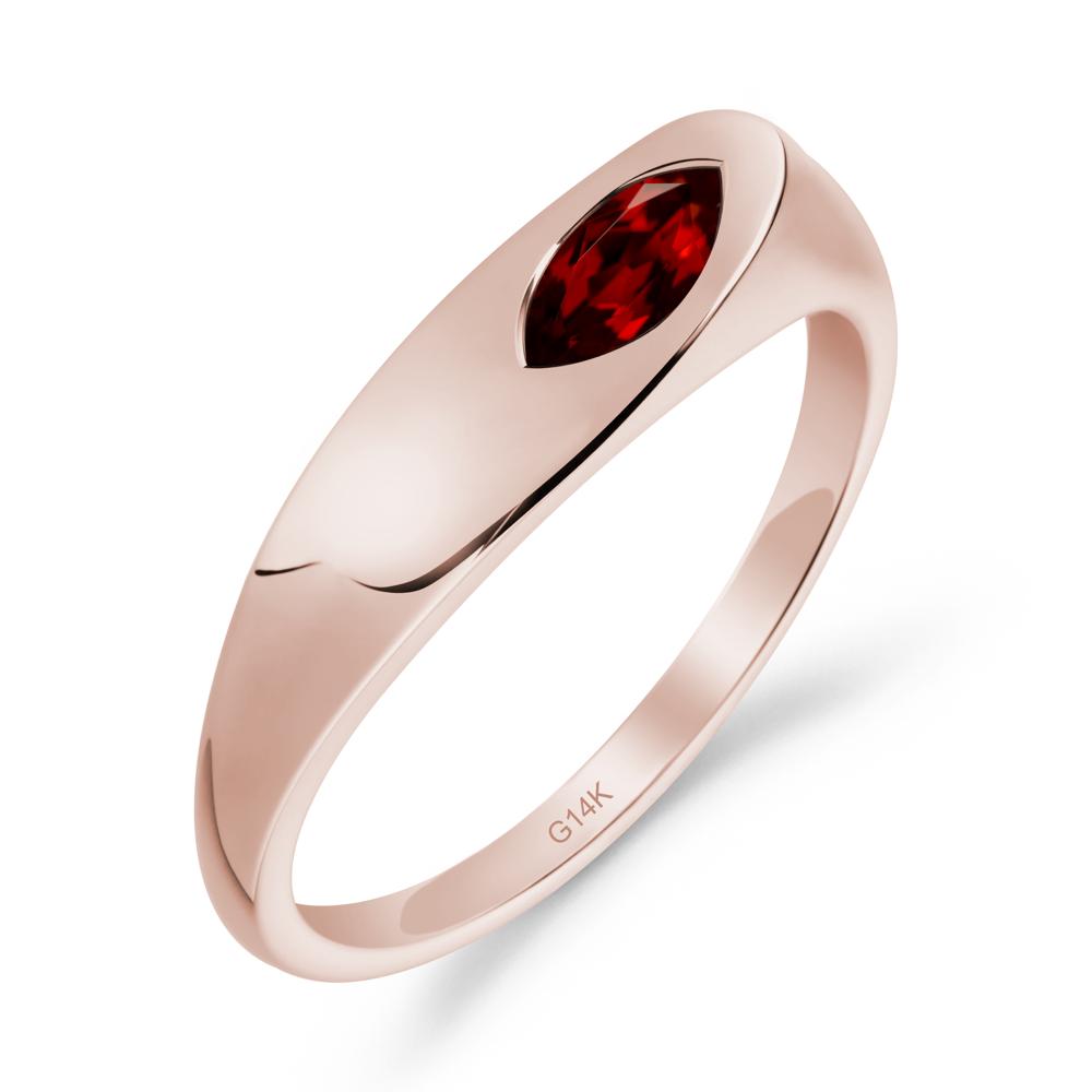 Simple Marquise Garnet Solitaire Ring - LUO Jewelry #metal_14k rose gold