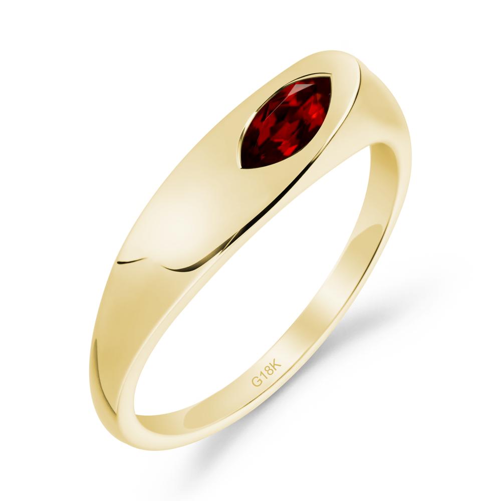 Simple Marquise Garnet Solitaire Ring - LUO Jewelry #metal_18k yellow gold