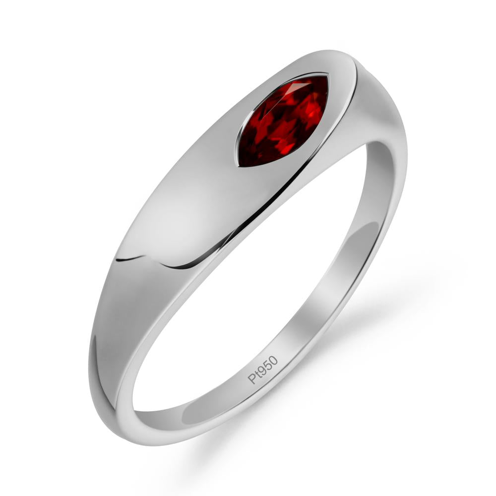 Simple Marquise Garnet Solitaire Ring - LUO Jewelry #metal_platinum