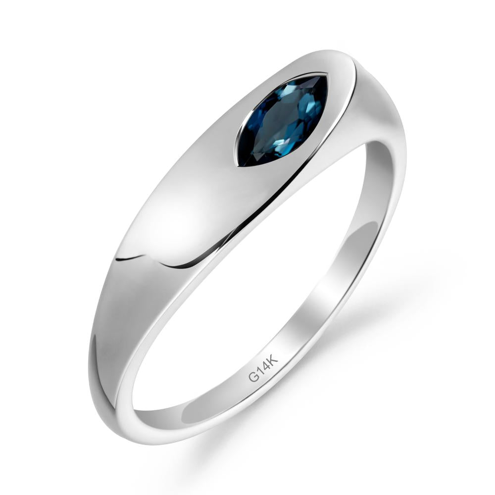 Simple Marquise London Blue Topaz Solitaire Ring - LUO Jewelry #metal_14k white gold