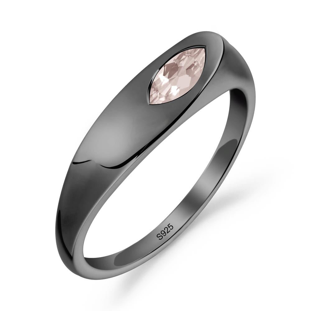 Simple Marquise Morganite Solitaire Ring - LUO Jewelry #metal_black finish sterling silver
