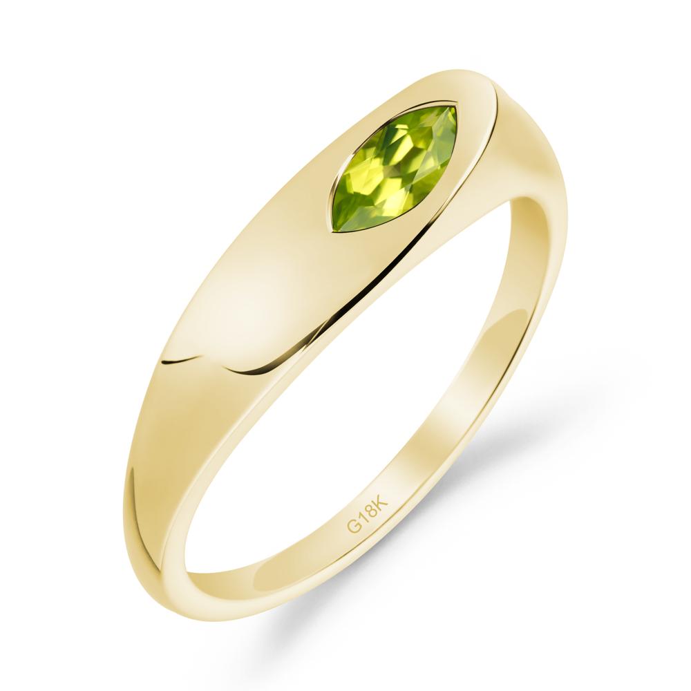 Simple Marquise Peridot Solitaire Ring - LUO Jewelry #metal_18k yellow gold