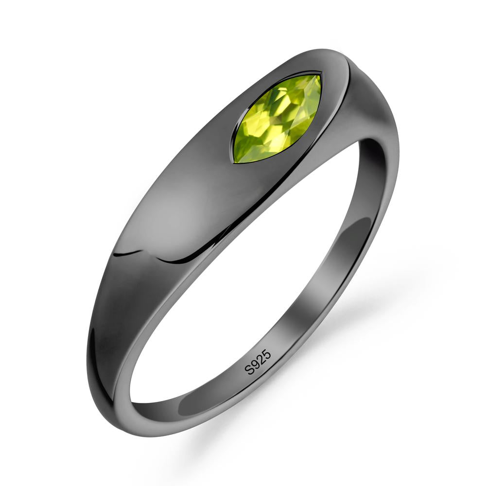 Simple Marquise Peridot Solitaire Ring - LUO Jewelry #metal_black finish sterling silver
