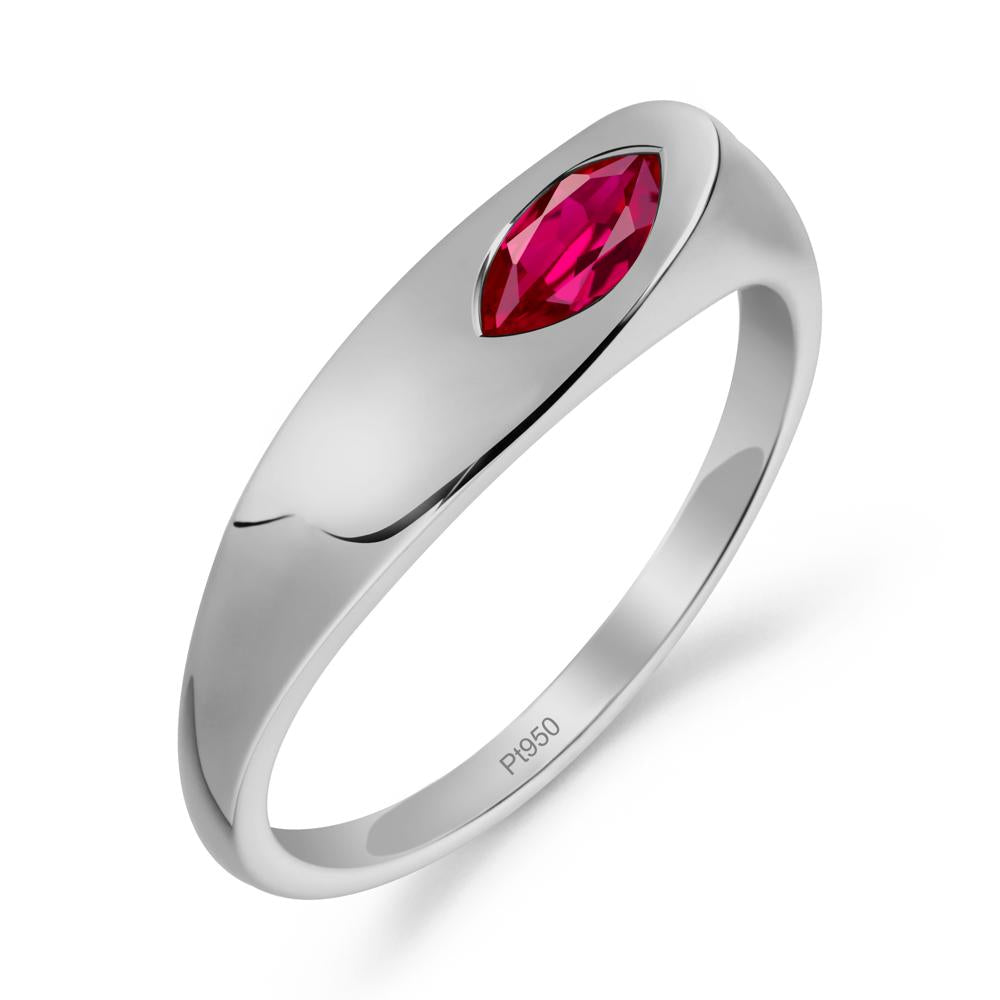 Simple Marquise Ruby Ring - LUO Jewelry #metal_platinum