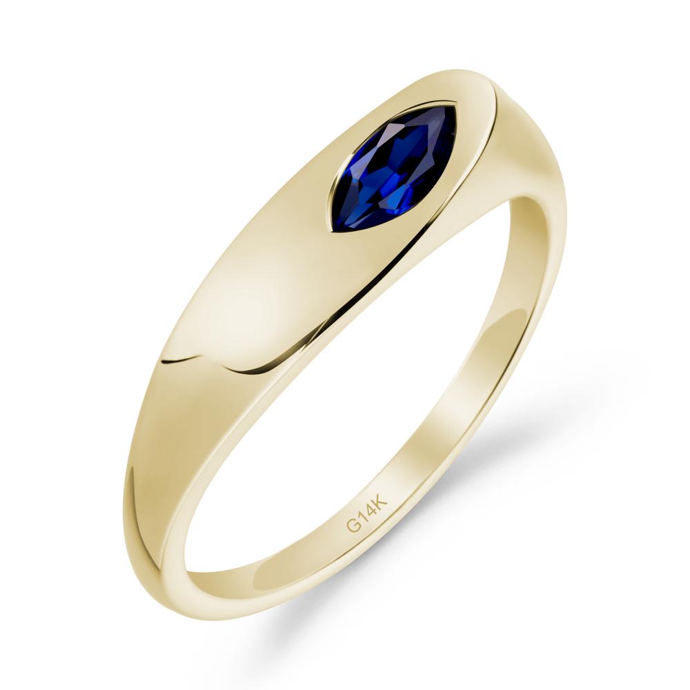 Simple Marquise Sapphire Solitaire Ring - LUO Jewelry #metal_14k yellow gold