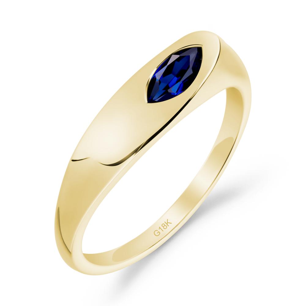 Simple Marquise Sapphire Solitaire Ring - LUO Jewelry #metal_18k yellow gold