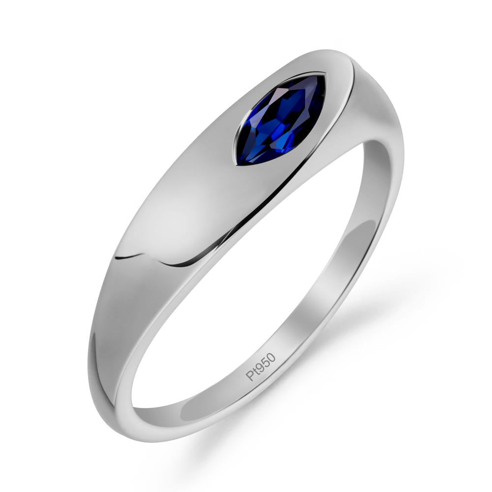 Simple Marquise Sapphire Solitaire Ring - LUO Jewelry #metal_platinum