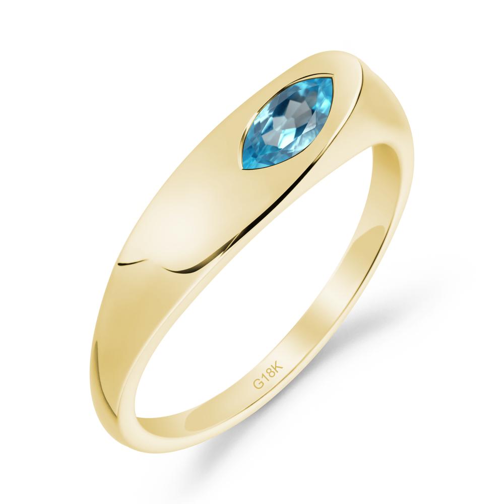 Simple Marquise Swiss Blue Topaz Ring - LUO Jewelry #metal_18k yellow gold