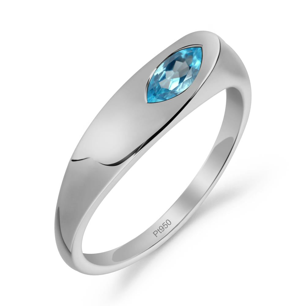 Simple Marquise Swiss Blue Topaz Ring - LUO Jewelry #metal_platinum
