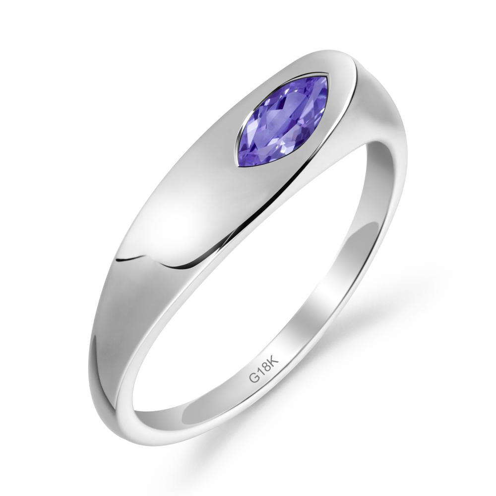 Simple Marquise Tanzanite Ring - LUO Jewelry #metal_18k white gold