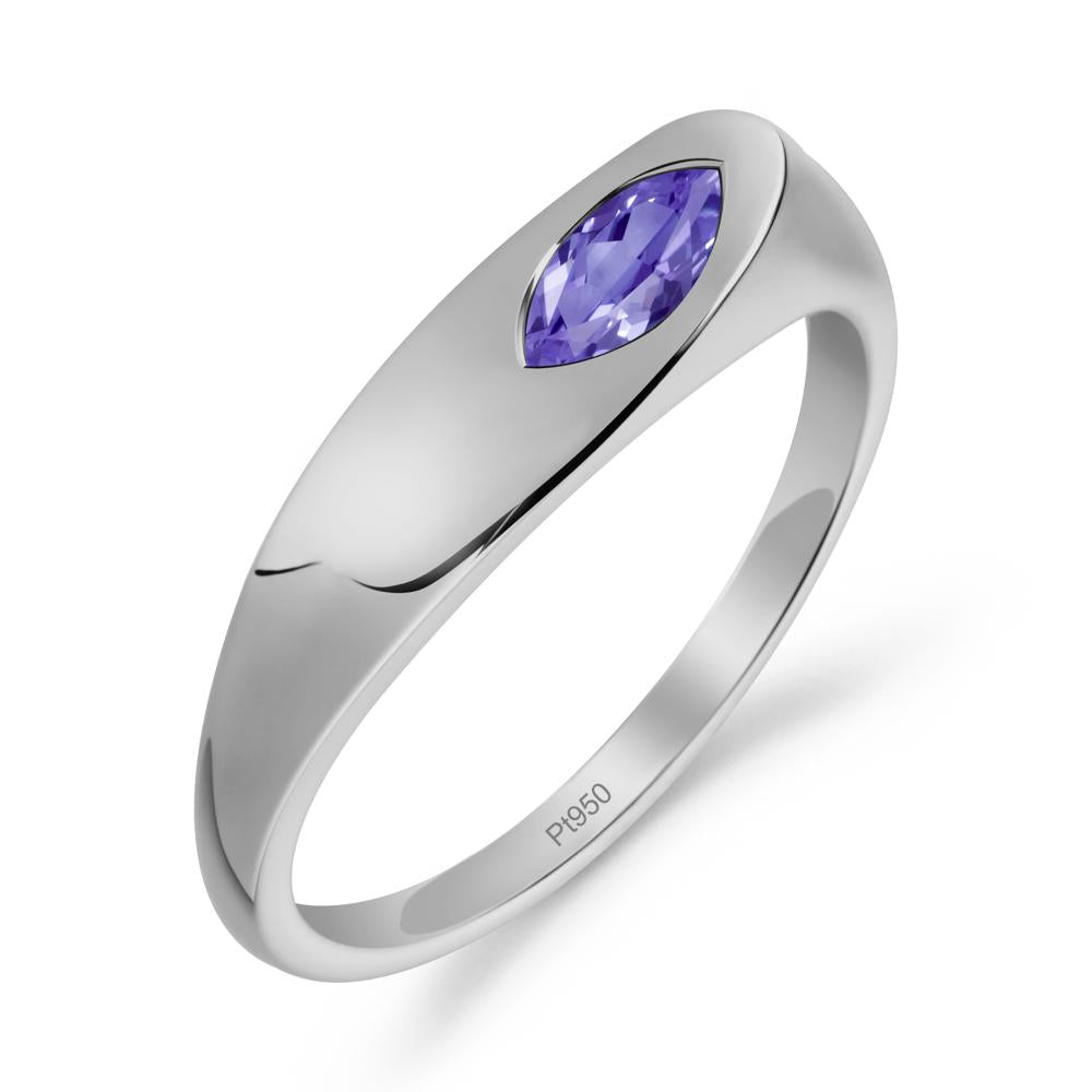 Simple Marquise Tanzanite Ring - LUO Jewelry #metal_platinum