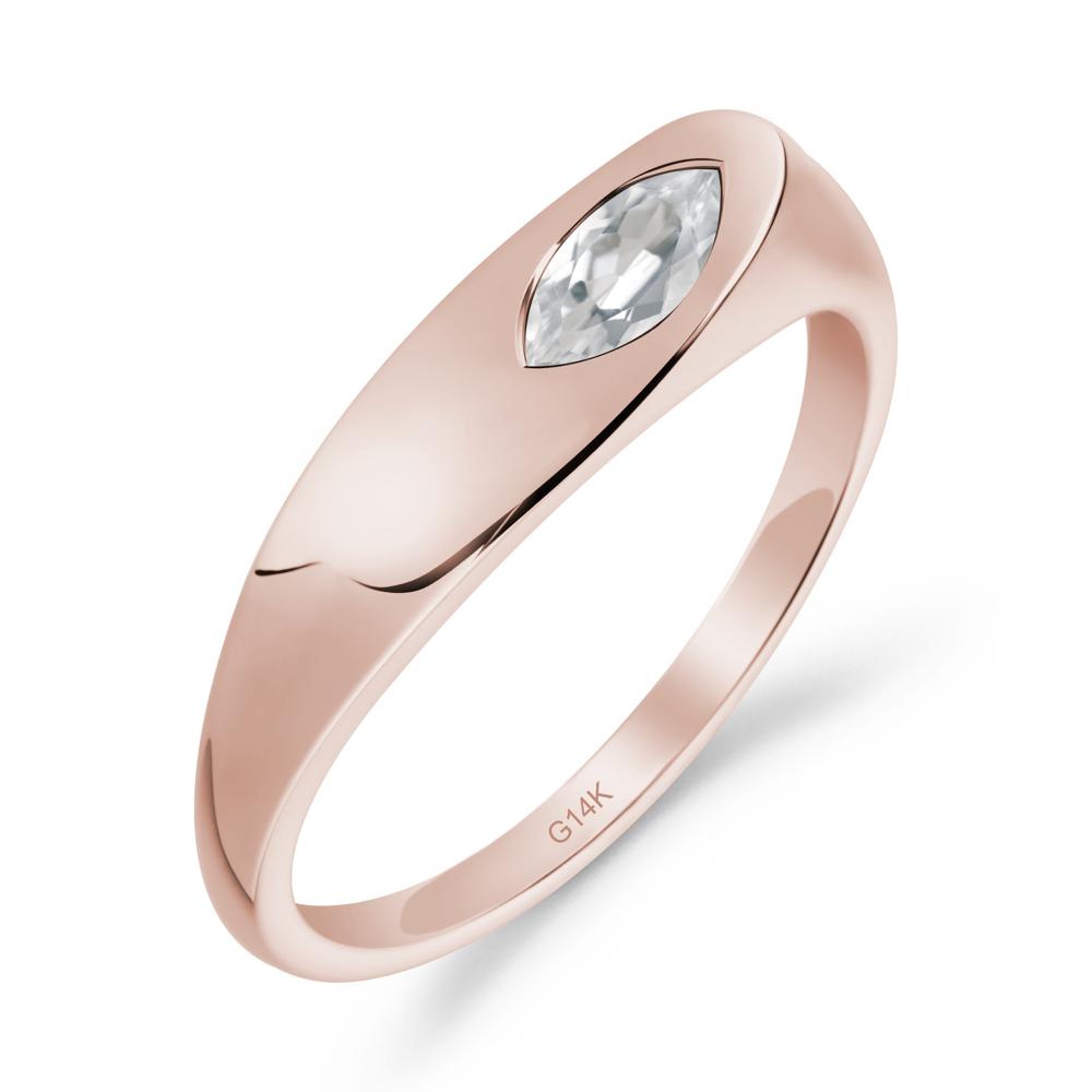 Simple Marquise White Topaz Ring - LUO Jewelry #metal_14k rose gold