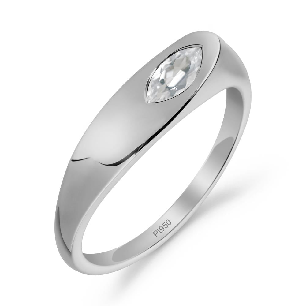 Simple Marquise White Topaz Ring - LUO Jewelry #metal_platinum