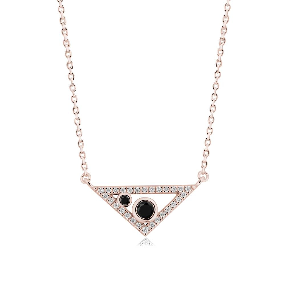 Triangular Frame Black Spinel Necklace - LUO Jewelry #metal_14k rose gold