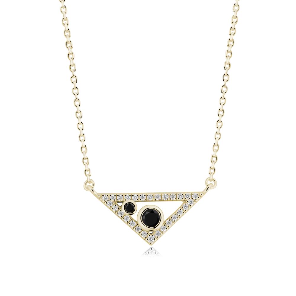 Triangular Frame Black Spinel Necklace - LUO Jewelry #metal_14k yellow gold