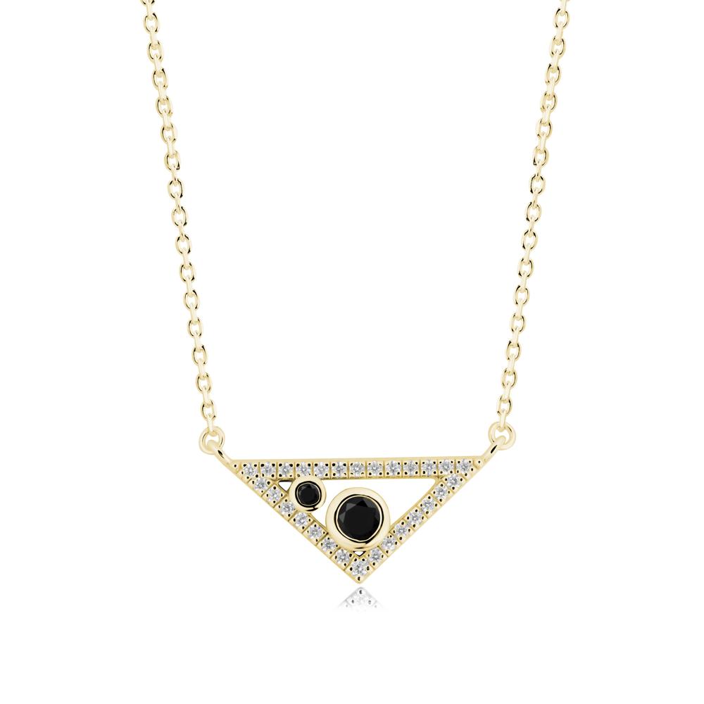 Triangular Frame Black Spinel Necklace - LUO Jewelry #metal_18k yellow gold