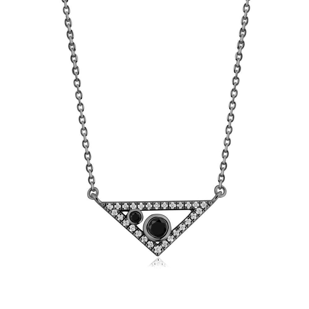 Triangular Frame Black Spinel Necklace - LUO Jewelry #metal_black finish sterling silver