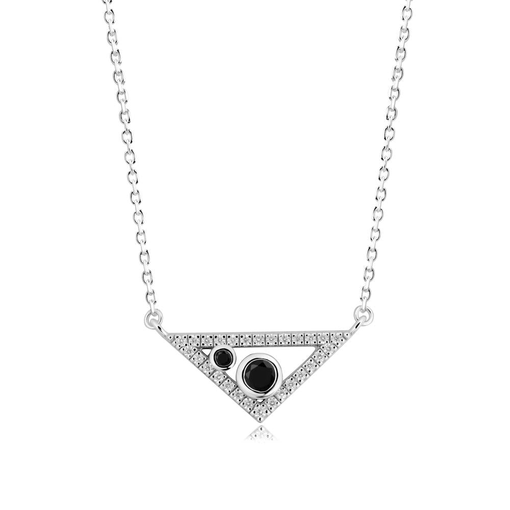 Triangular Frame Black Spinel Necklace - LUO Jewelry #metal_sterling silver