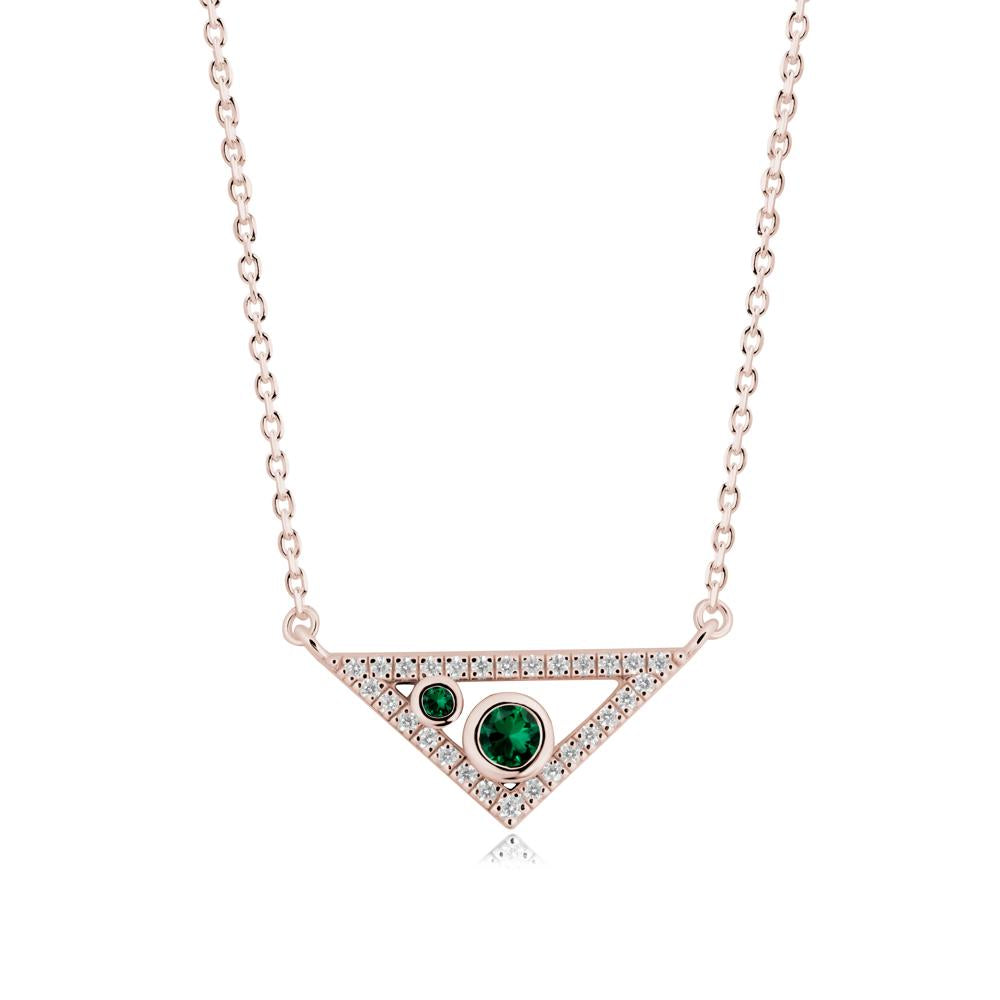 Triangular Frame Emerald Necklace - LUO Jewelry #metal_14k rose gold