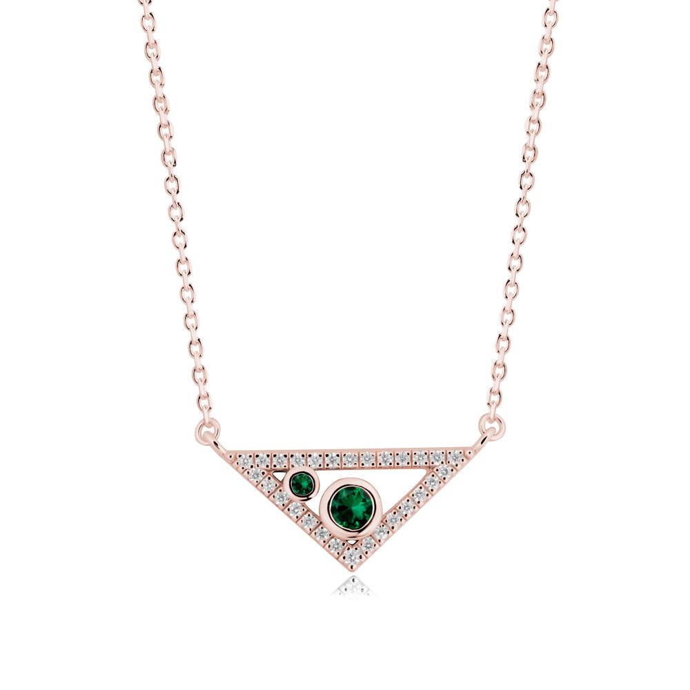 Triangular Frame Emerald Necklace - LUO Jewelry #metal_18k rose gold