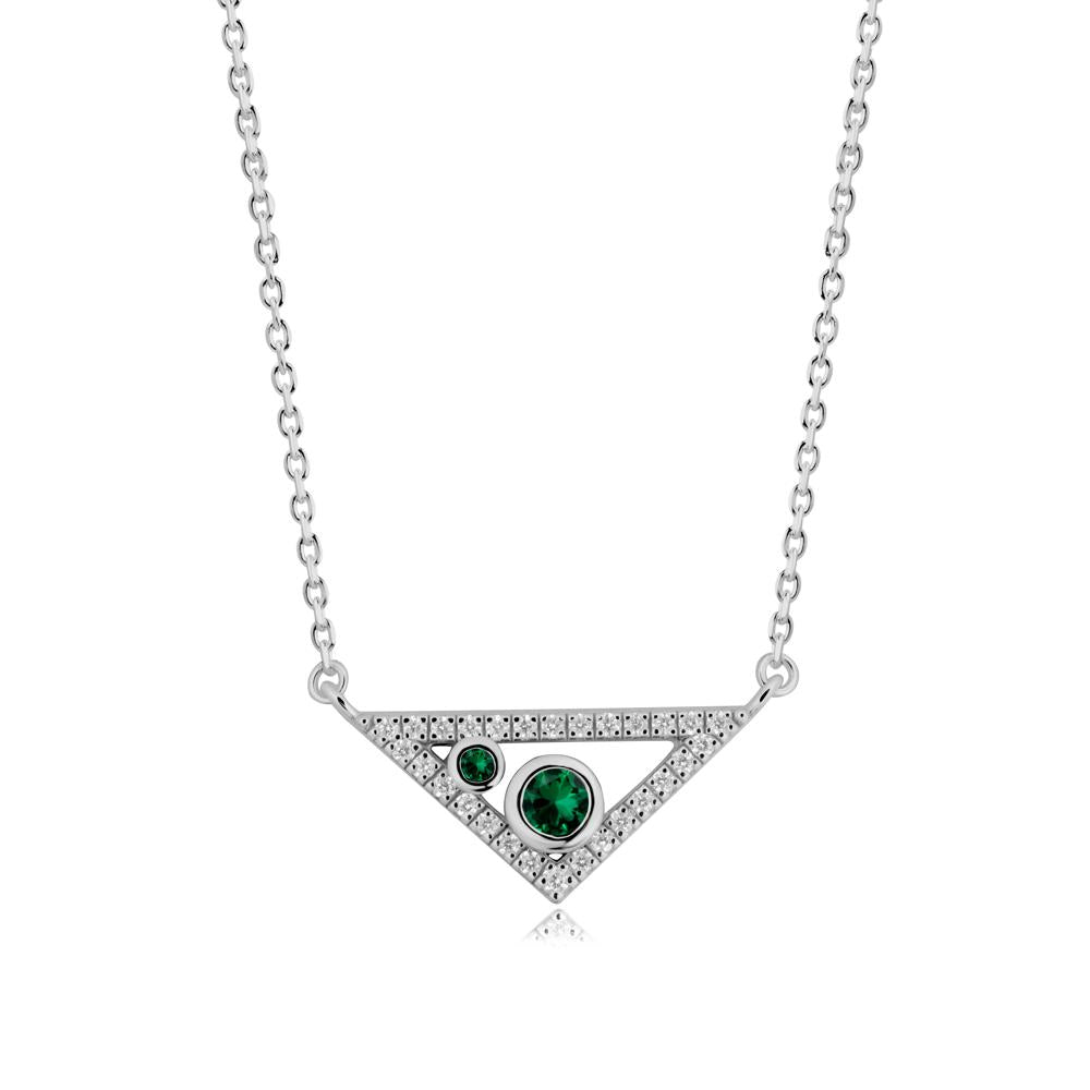 Triangular Frame Emerald Necklace - LUO Jewelry #metal_platinum