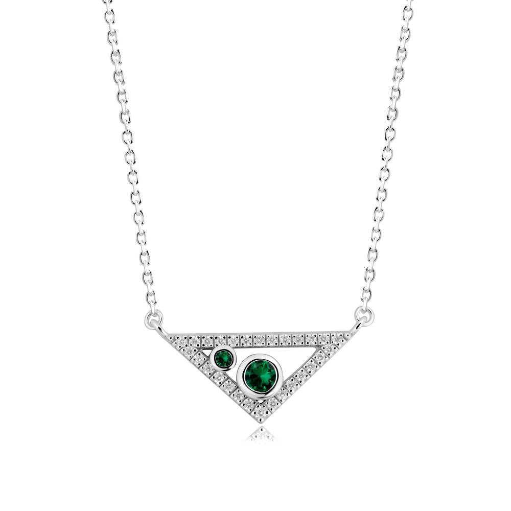 Triangular Frame Emerald Necklace - LUO Jewelry #metal_sterling silver