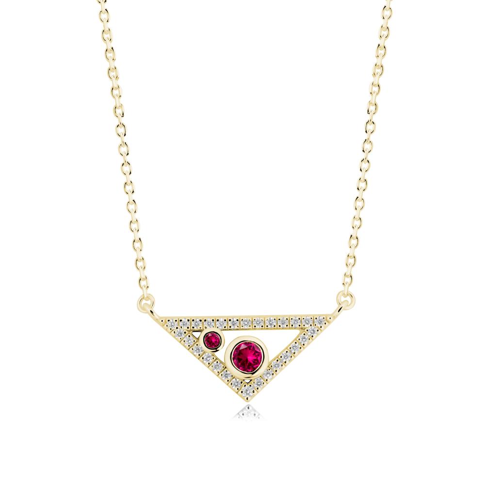 Bezel Setting Ruby Triangle Pendant - LUO Jewelry #metal_18k yellow gold