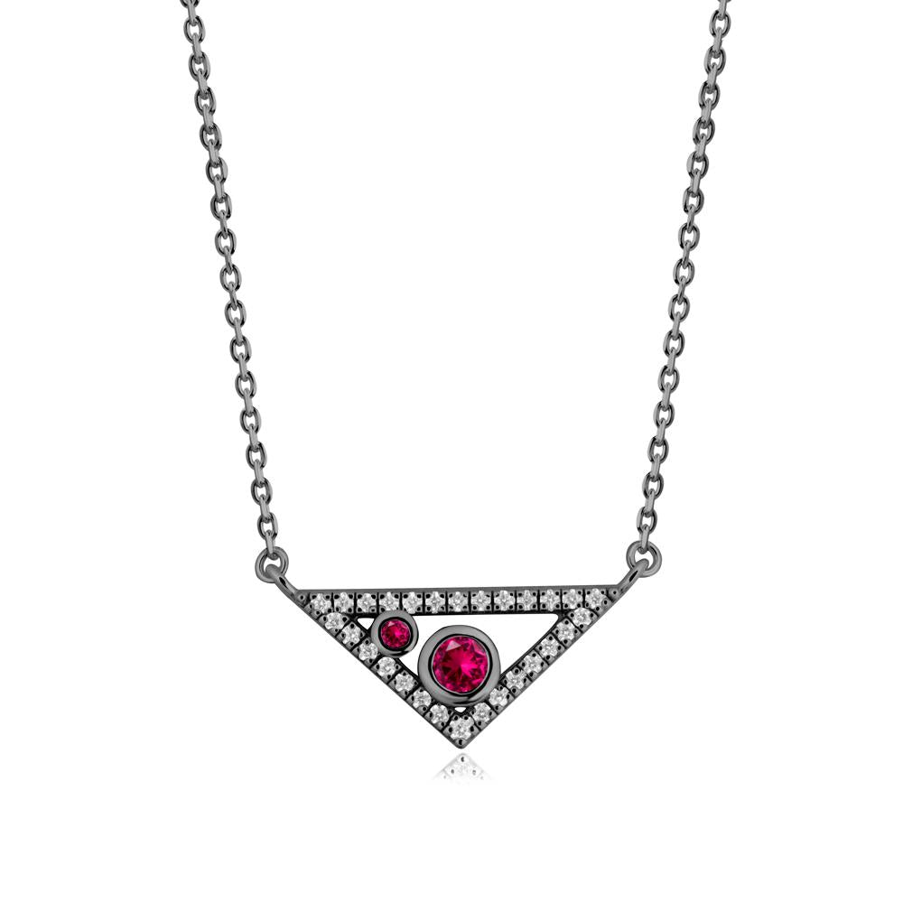 Bezel Setting Ruby Triangle Pendant - LUO Jewelry #metal_black finish sterling silver