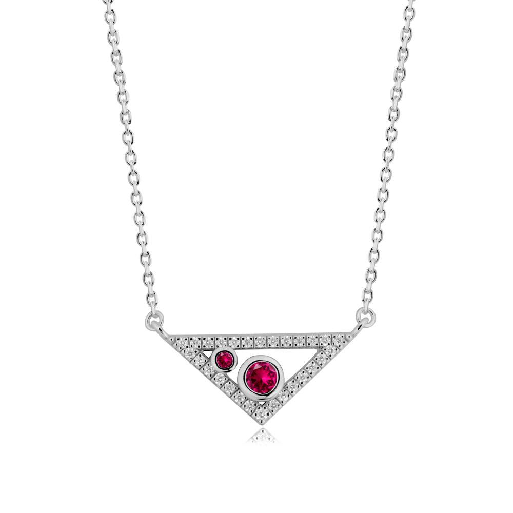 Bezel Setting Ruby Triangle Pendant - LUO Jewelry #metal_platinum