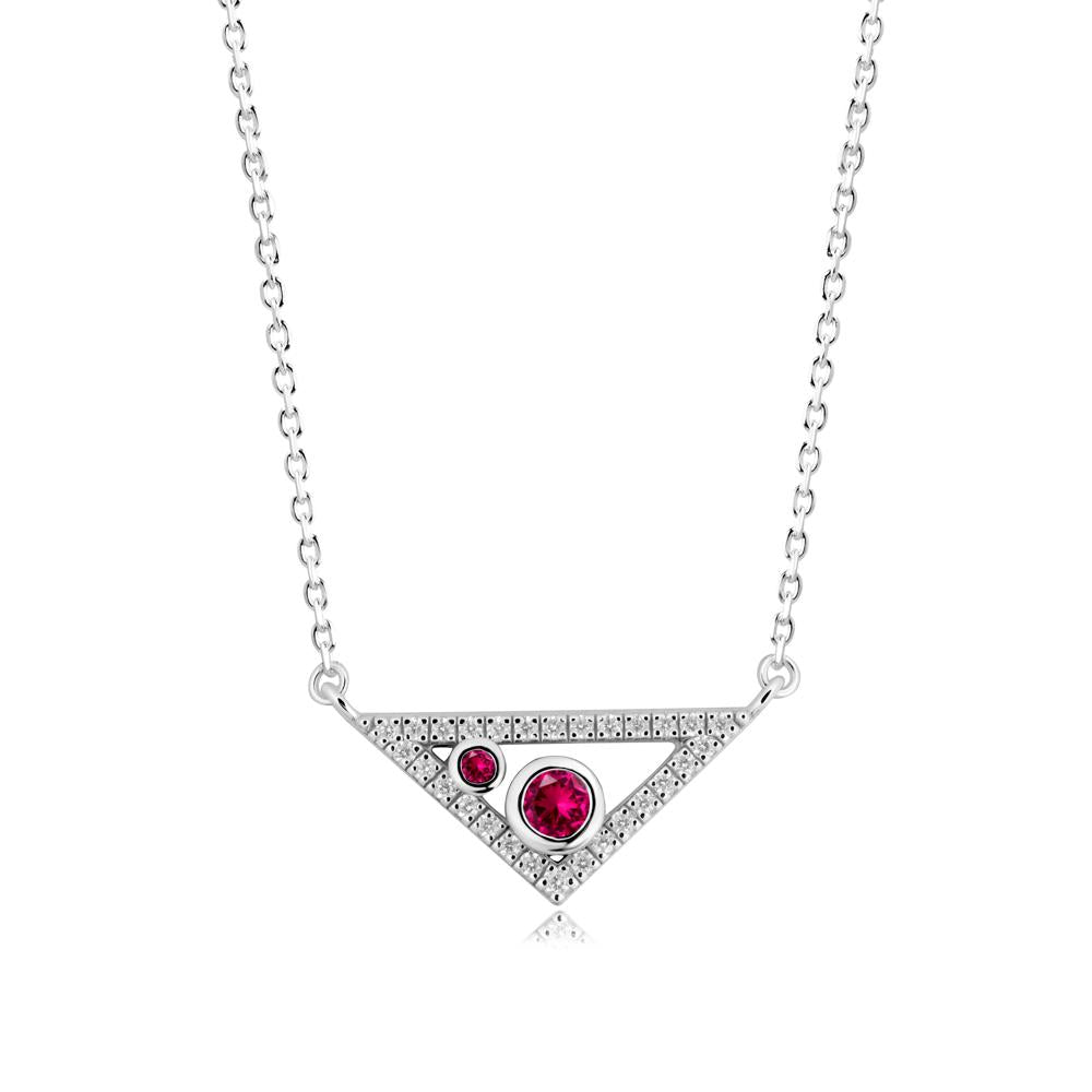 Bezel Setting Ruby Triangle Pendant - LUO Jewelry #metal_sterling silver