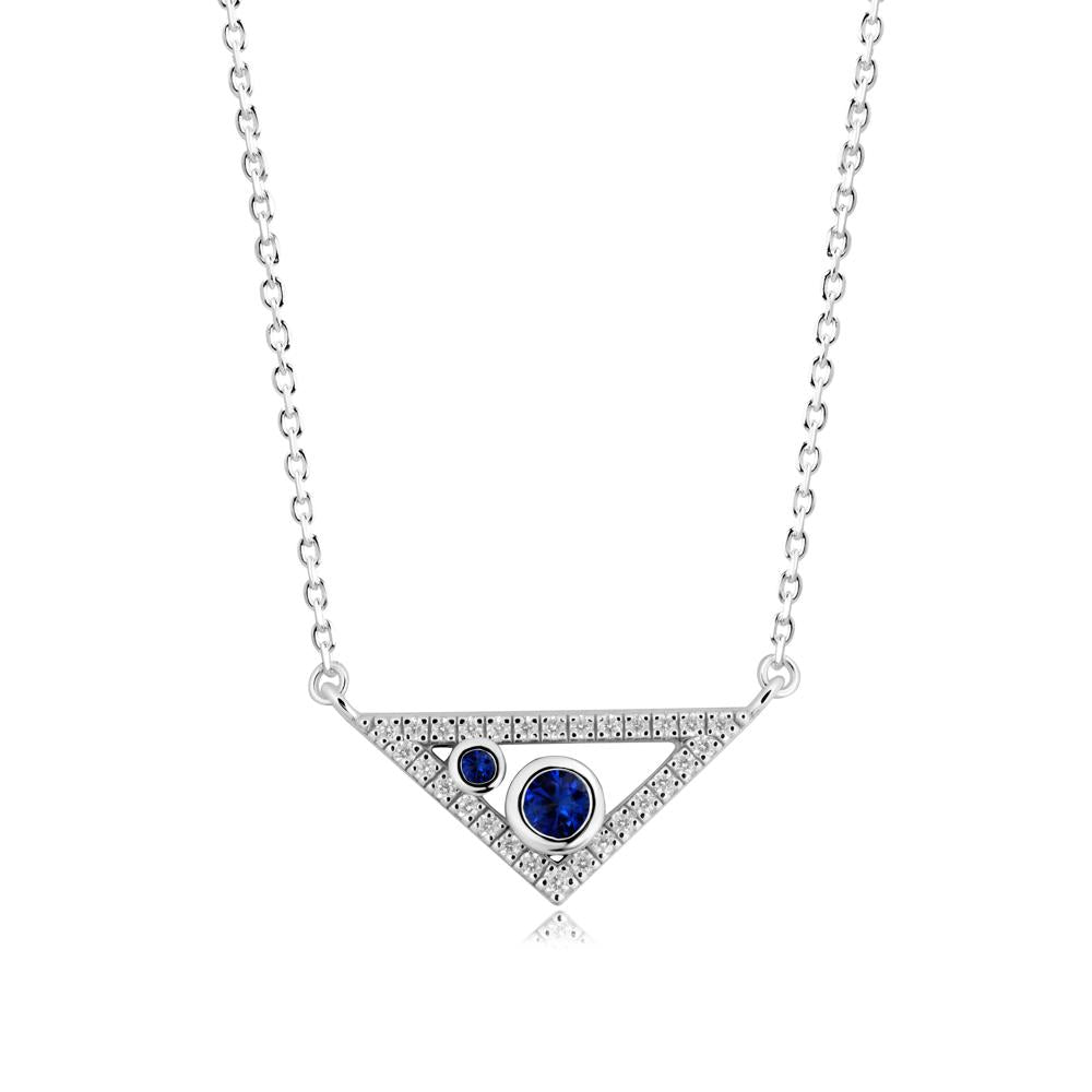 Bezel Setting Sapphire Triangle Pendant - LUO Jewelry #metal_18k white gold