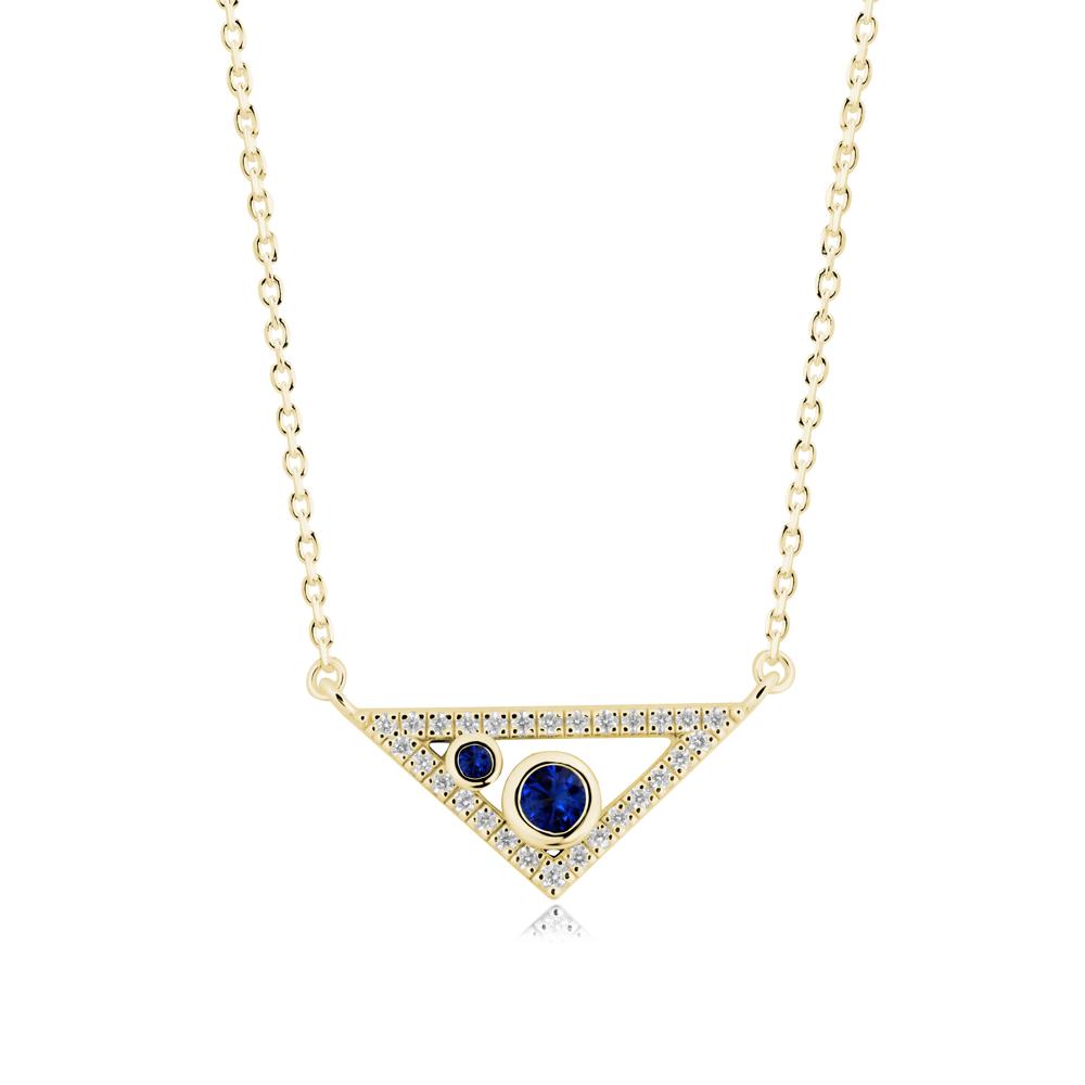Bezel Setting Sapphire Triangle Pendant - LUO Jewelry #metal_18k yellow gold