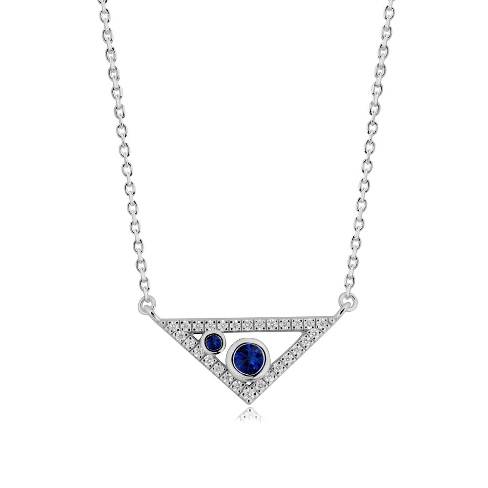 Bezel Setting Sapphire Triangle Pendant - LUO Jewelry #metal_platinum