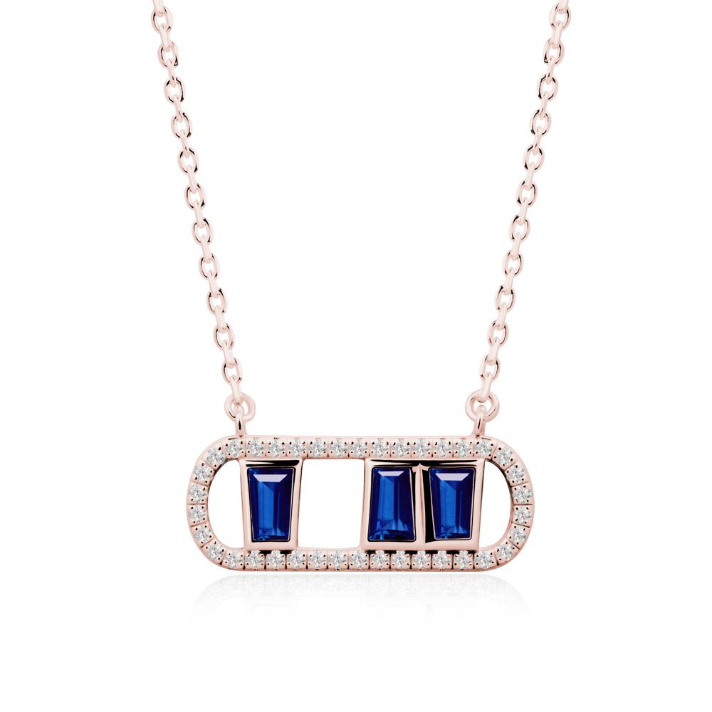 Geometric Sapphire Halo Necklace - LUO Jewelry #metal_18k rose gold