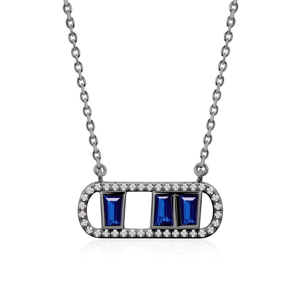 Geometric Sapphire Halo Necklace - LUO Jewelry #metal_black finish sterling silver