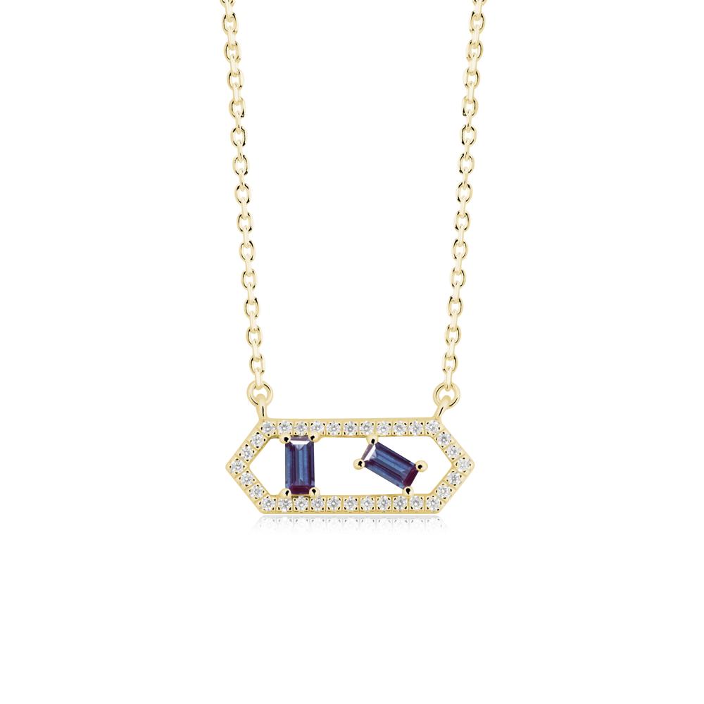 Baguette Alexandrite Hexagon Necklace - LUO Jewelry #metal_18k yellow gold