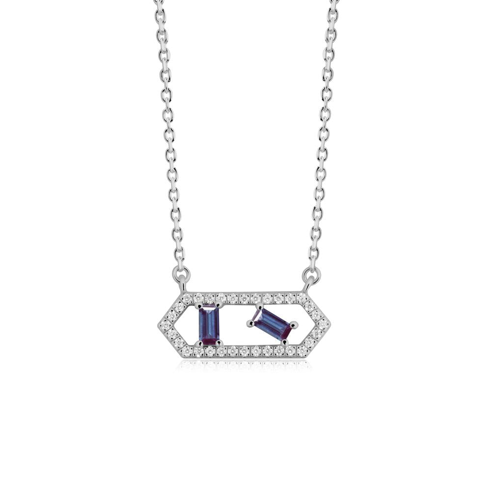 Baguette Alexandrite Hexagon Necklace - LUO Jewelry #metal_platinum