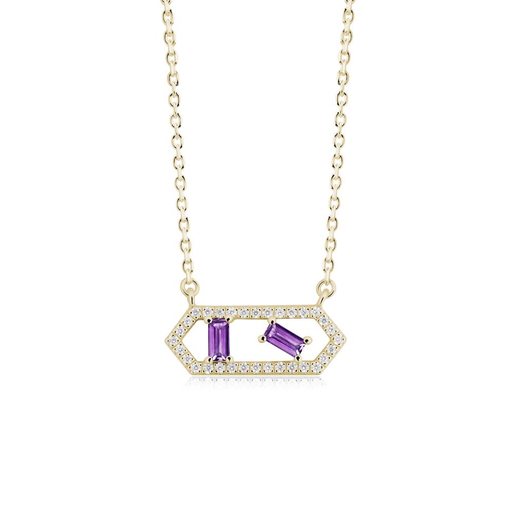 Baguette Amethyst Hexagon Necklace - LUO Jewelry #metal_14k yellow gold