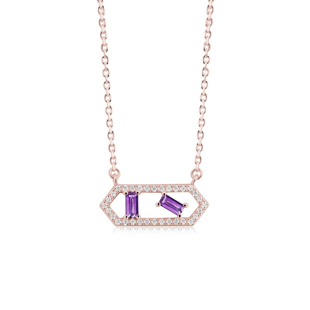 Baguette Amethyst Hexagon Necklace - LUO Jewelry #metal_18k rose gold