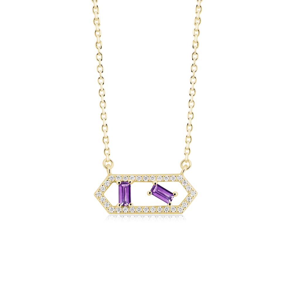 Baguette Amethyst Hexagon Necklace - LUO Jewelry #metal_18k yellow gold