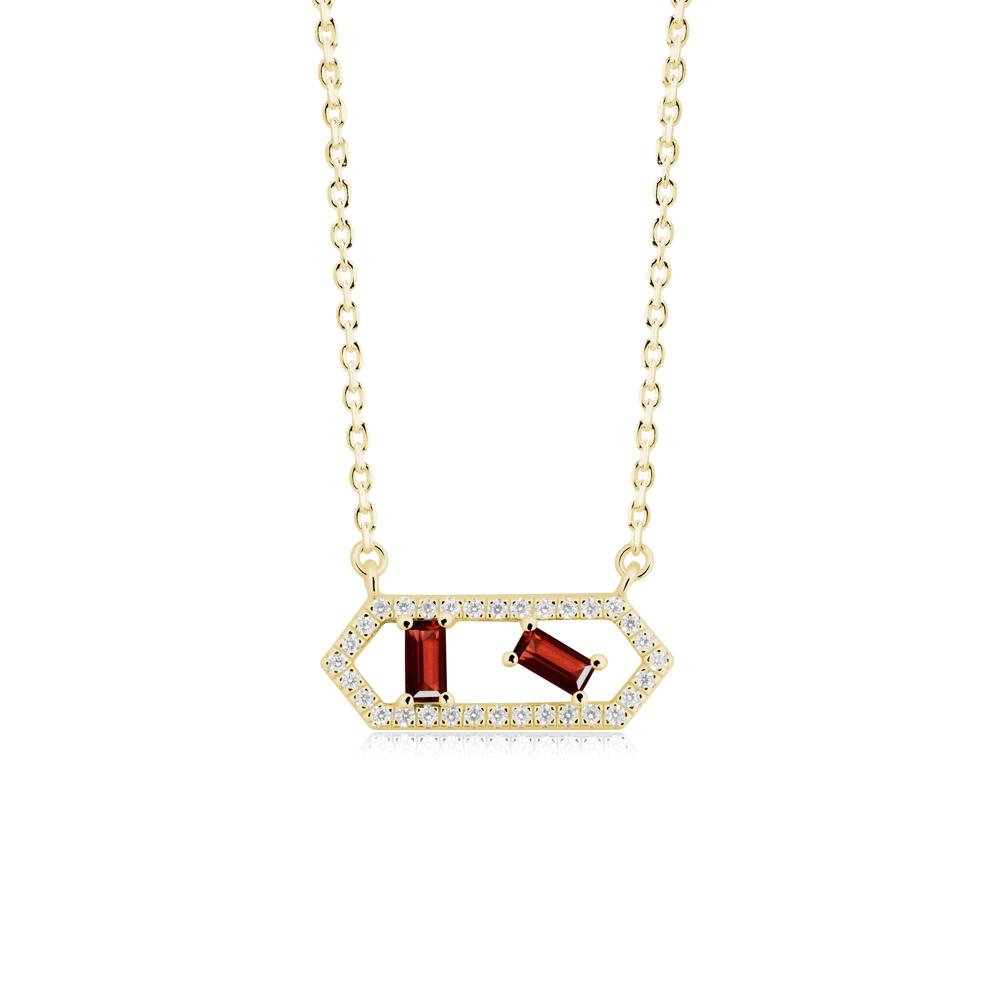 Baguette Garnet Hexagon Necklace - LUO Jewelry #metal_18k yellow gold