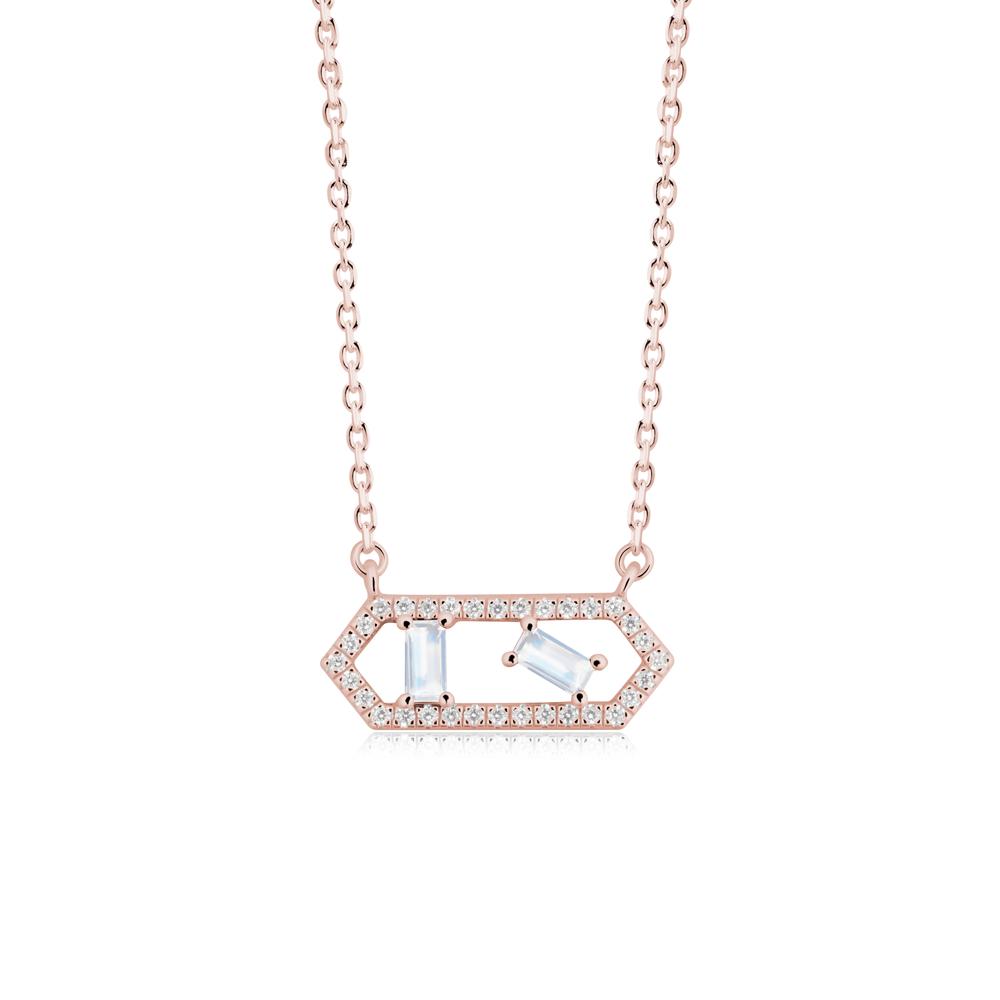 Baguette Moonstone Hexagon Necklace - LUO Jewelry #metal_18k rose gold
