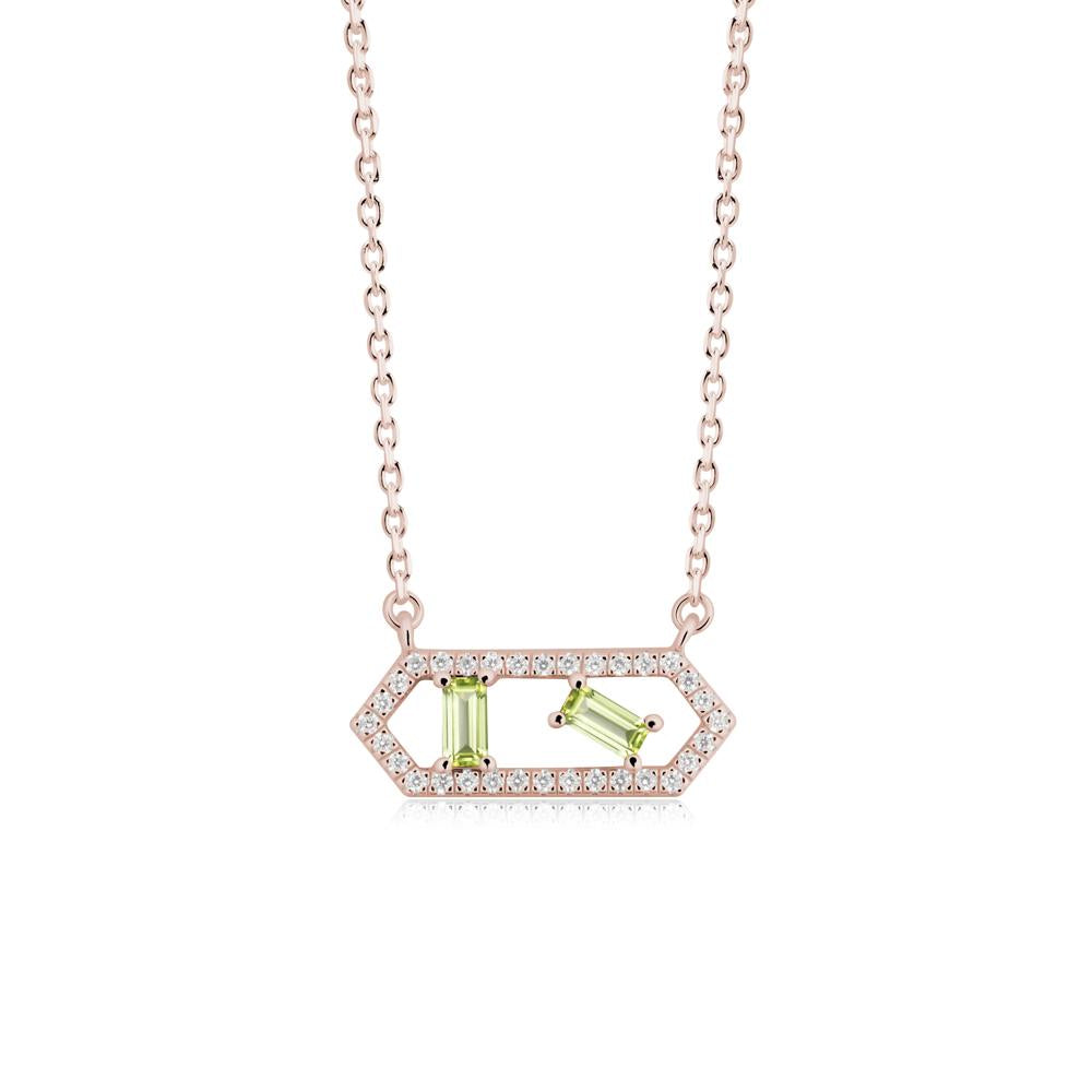 Baguette Peridot Hexagon Necklace - LUO Jewelry #metal_14k rose gold