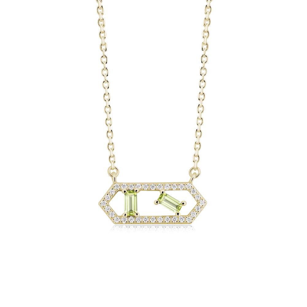 Baguette Peridot Hexagon Necklace - LUO Jewelry #metal_14k yellow gold