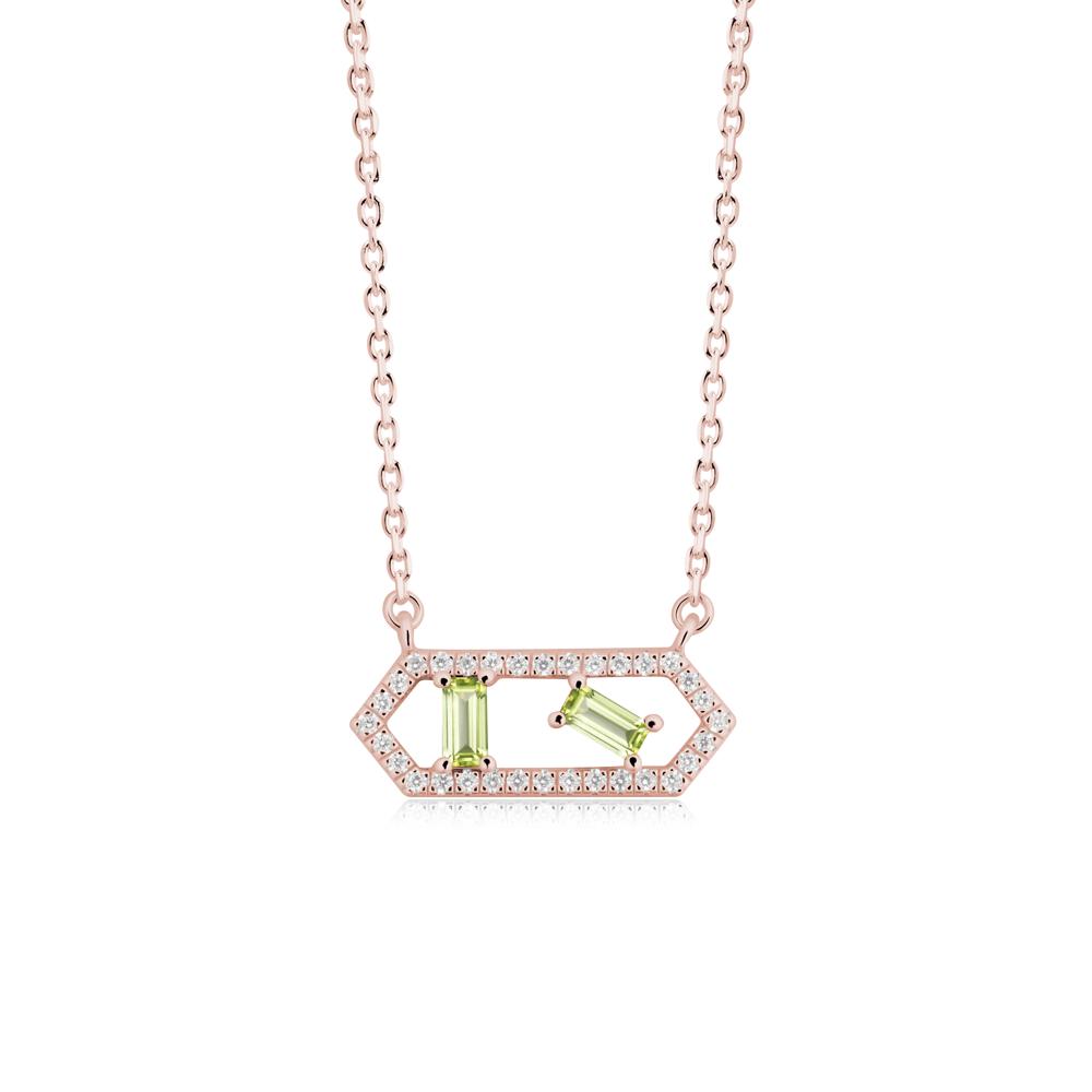 Baguette Peridot Hexagon Necklace - LUO Jewelry #metal_18k rose gold