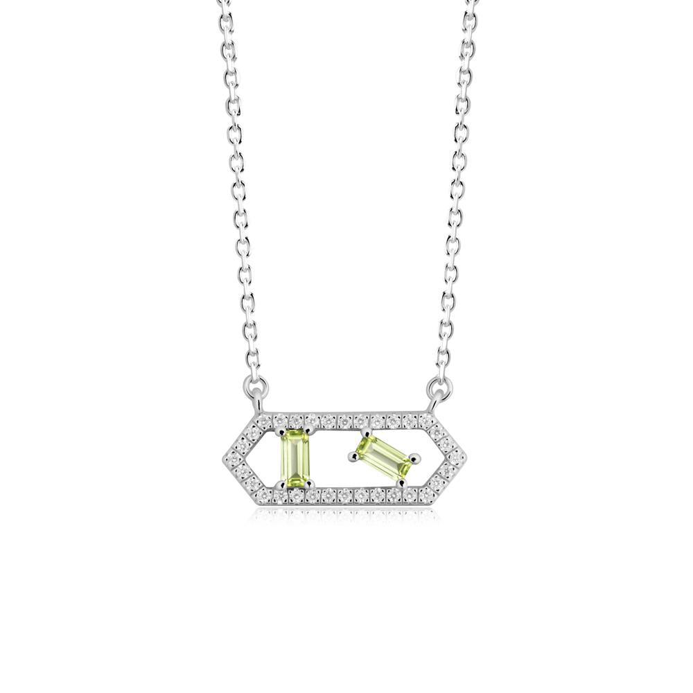 Baguette Peridot Hexagon Necklace - LUO Jewelry #metal_18k white gold