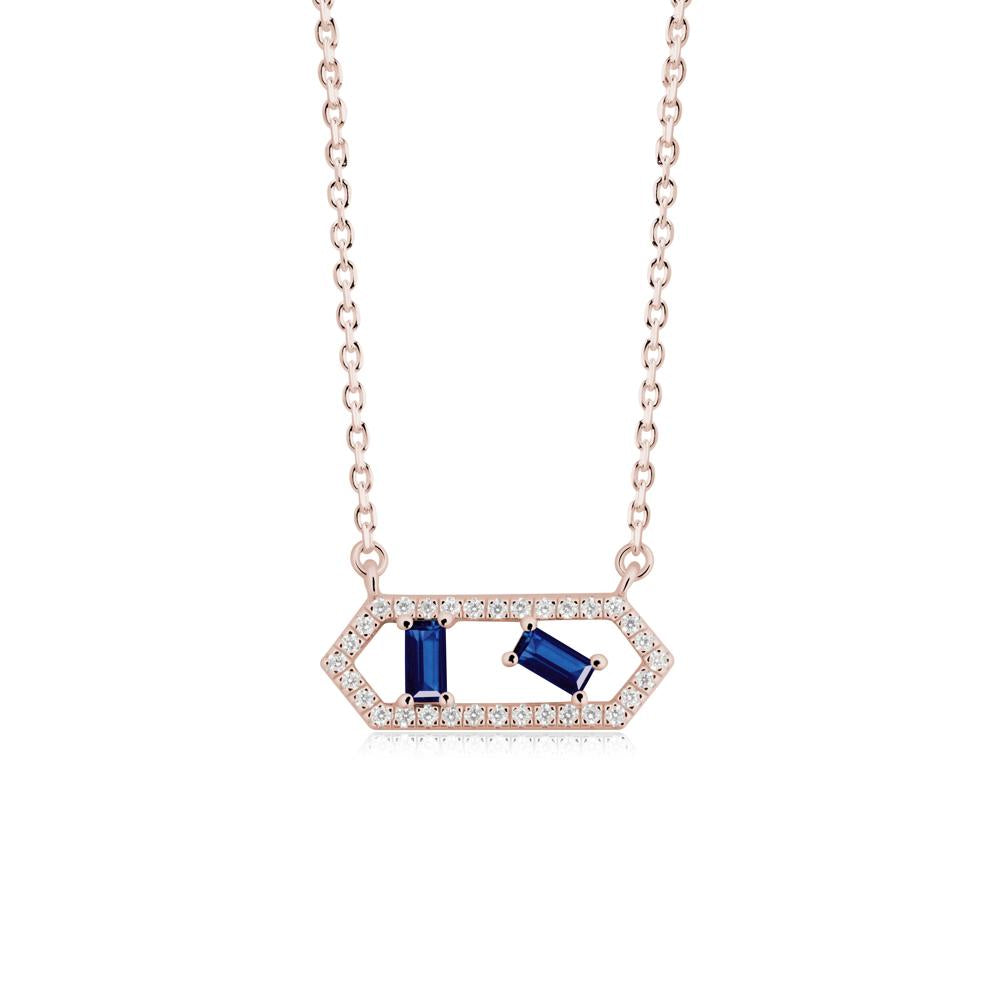 Baguette Sapphire Hexagon Necklace - LUO Jewelry #metal_14k rose gold