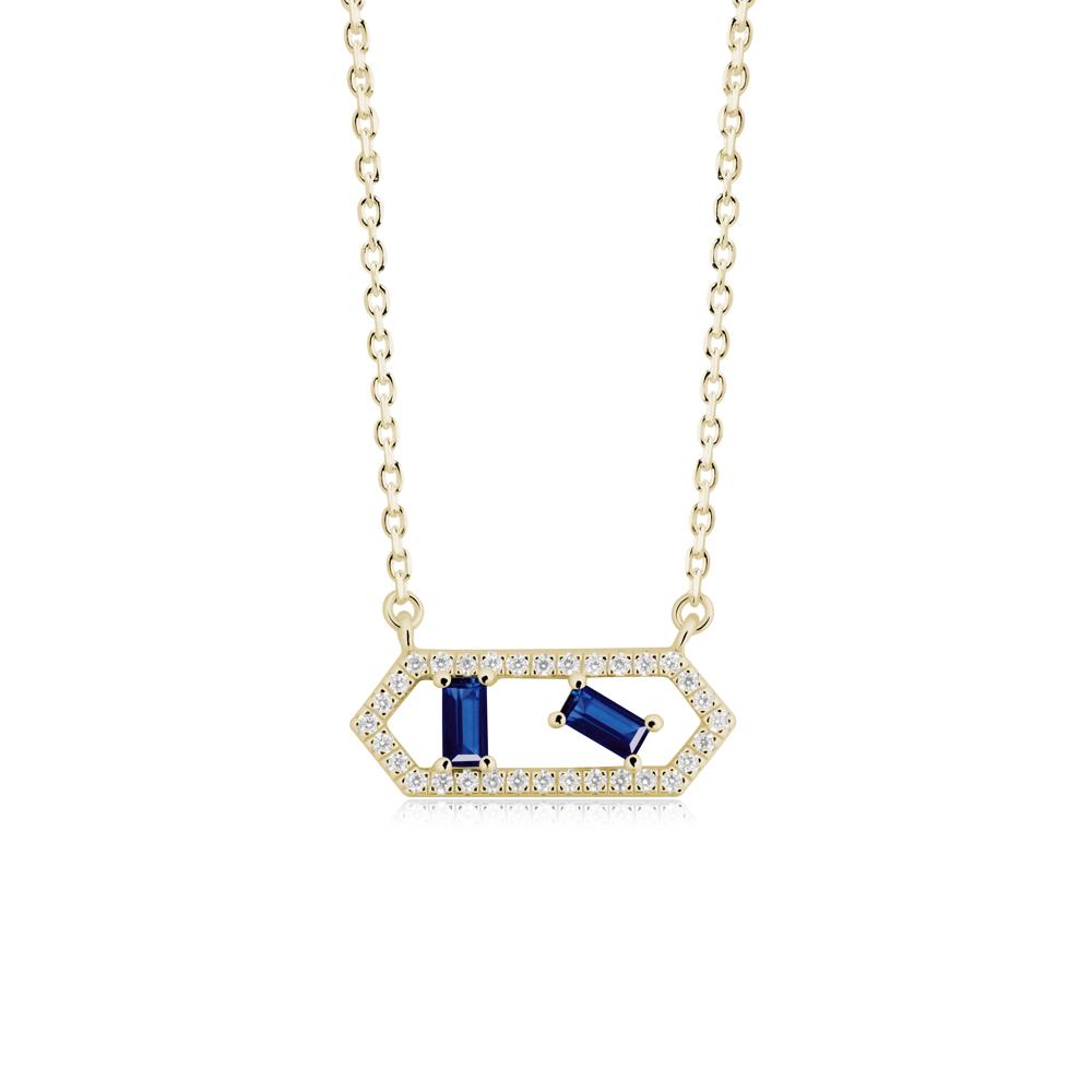 Baguette Sapphire Hexagon Necklace - LUO Jewelry #metal_14k yellow gold