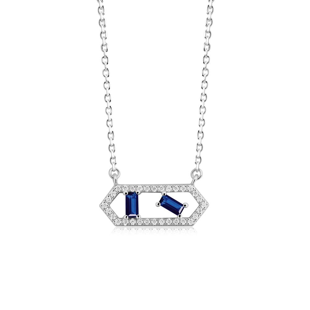 Baguette Sapphire Hexagon Necklace - LUO Jewelry #metal_sterling silver