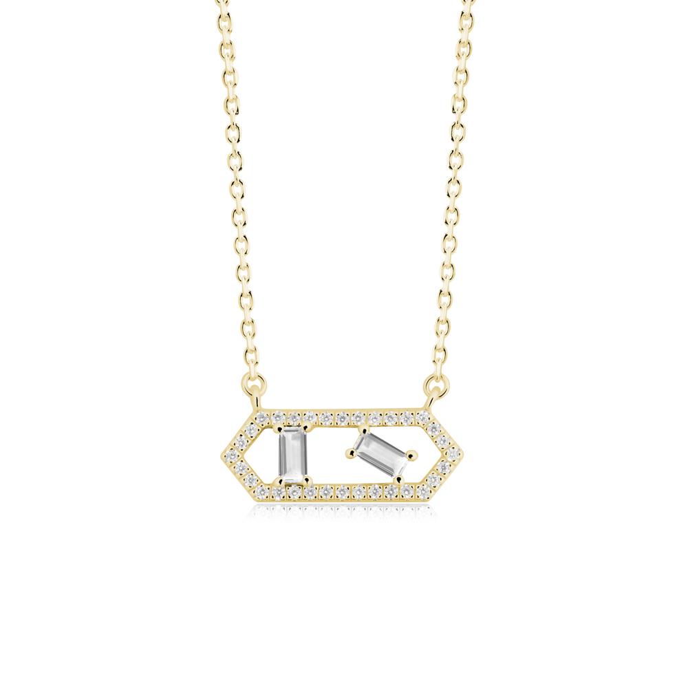Baguette White Topaz Hexagon Necklace - LUO Jewelry #metal_18k yellow gold